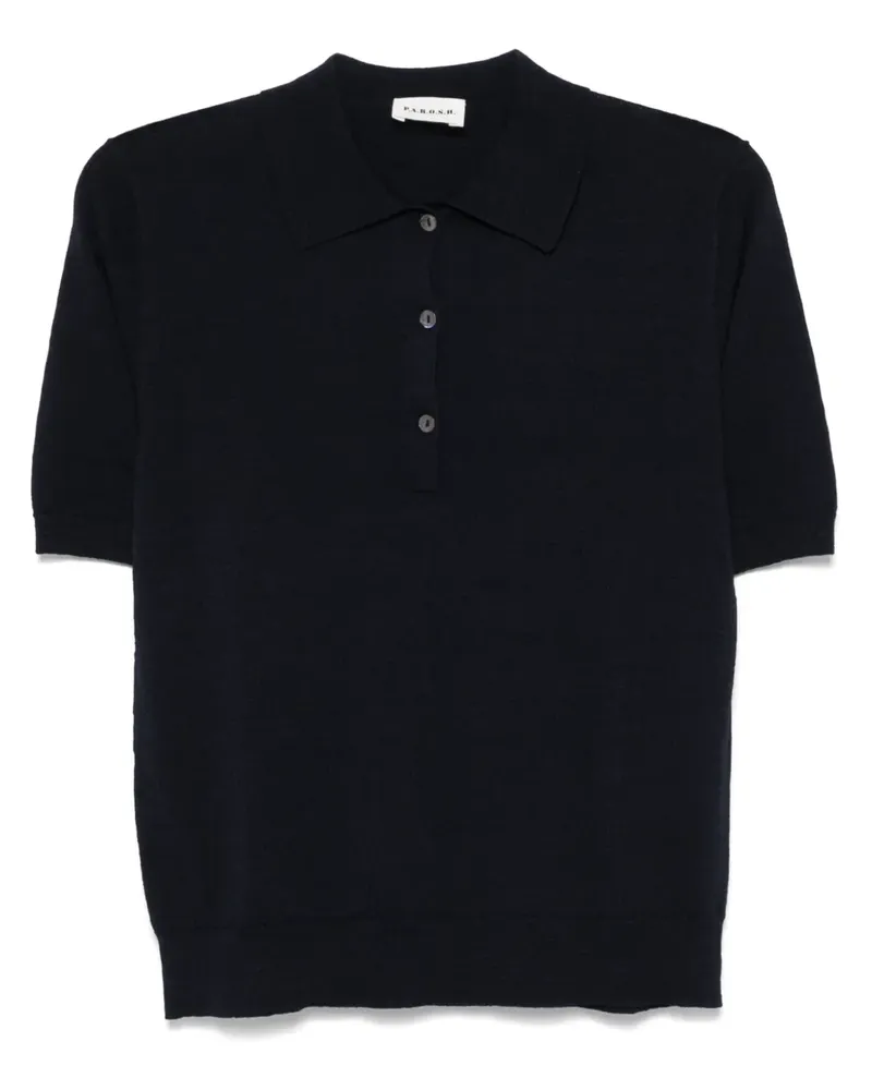 P.A.R.O.S.H. Fein gestricktes Poloshirt - Blau Blau