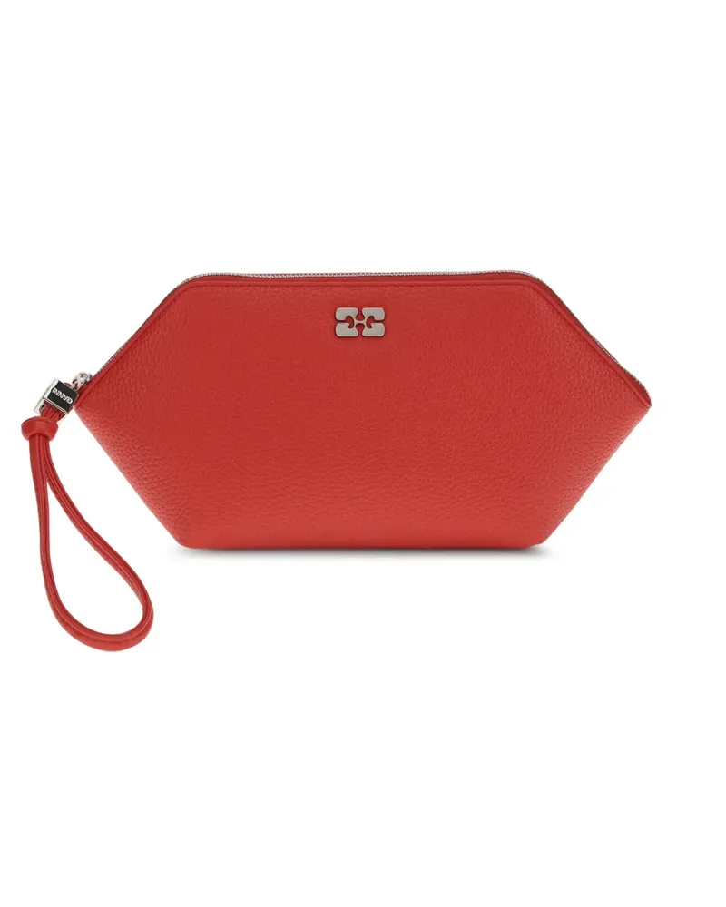 Ganni Bou grained logo makeup bag - Rot Rot