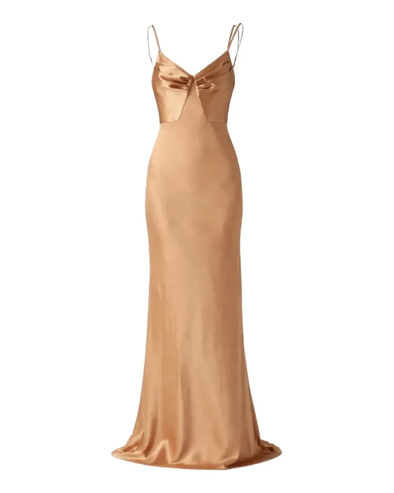 Elisabetta Franchi mermaid-silhouette satin maxi dress - Gold Gold