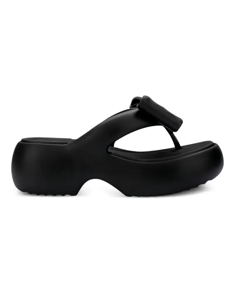 Melissa Free Fuzzy Plateau-Sandalen mit Schleife - Schwarz Schwarz