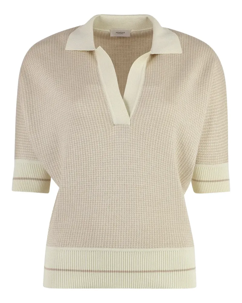 AGNONA Geripptes T-Shirt - Nude Nude