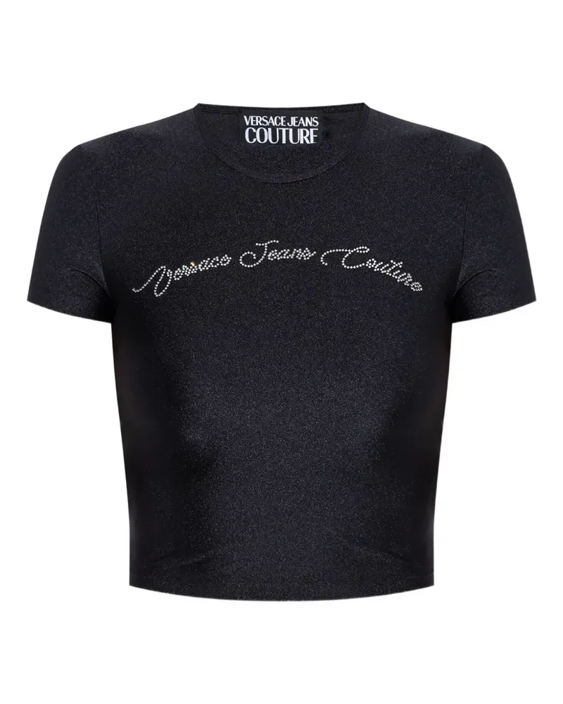 Versace Jeans T-Shirt mit Strassverzierung - Schwarz Schwarz
