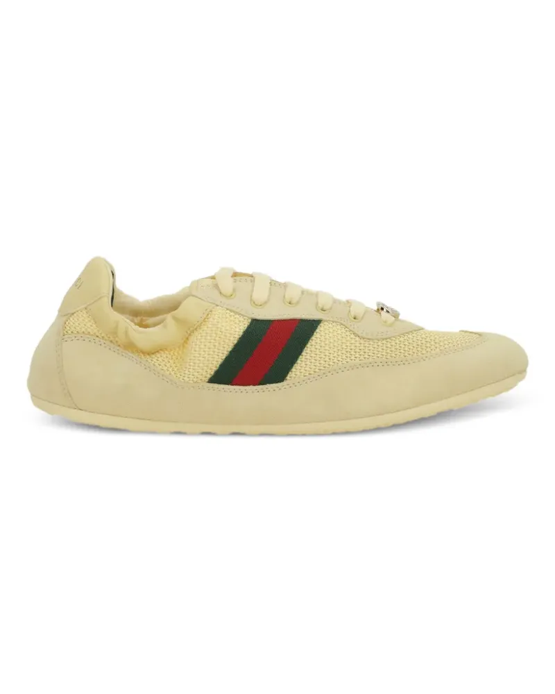 Gucci logo striped leather sneakers - Nude Nude