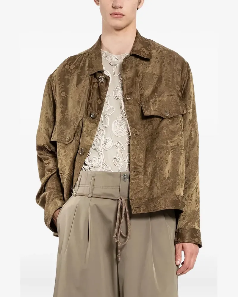 Song For The Mute Hemdjacke aus Blumenjacquard - Braun Braun