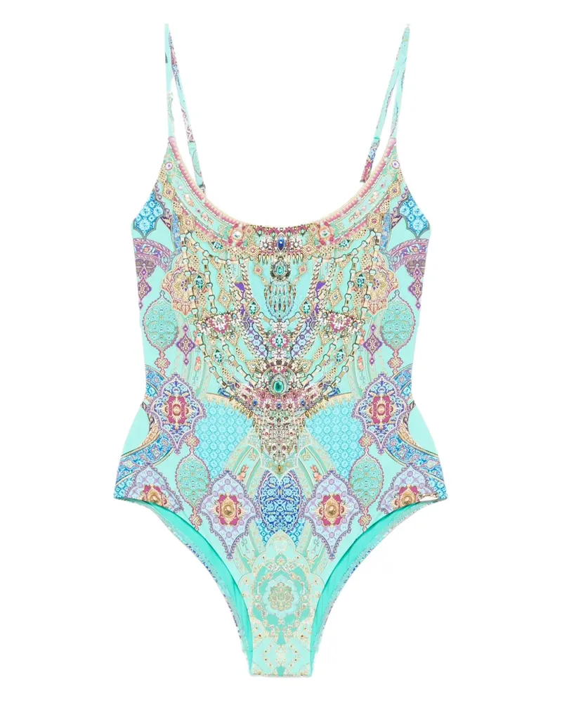 Camilla Verzierter Badeanzug mit Paisley-Print - Grün Grün