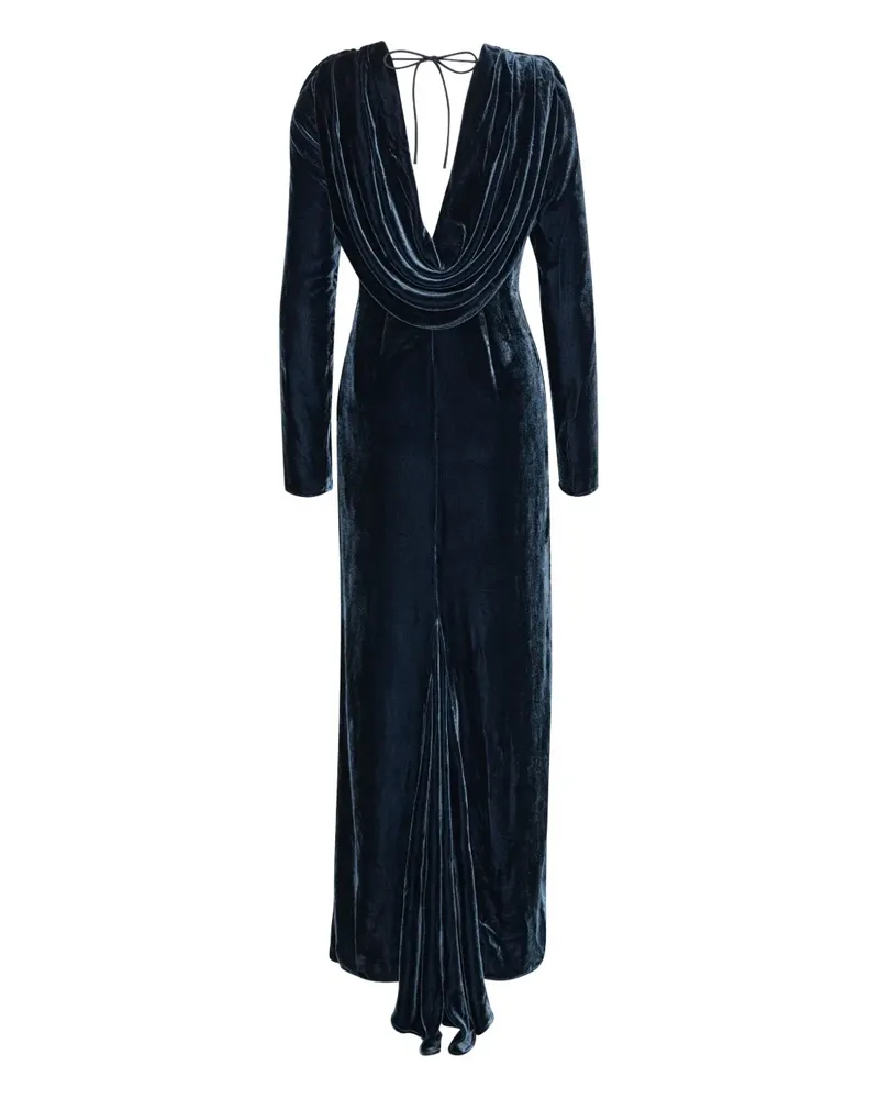 ROTATE Birger Christensen Maxikleid mit U-Ausschnitt - Blau Blau