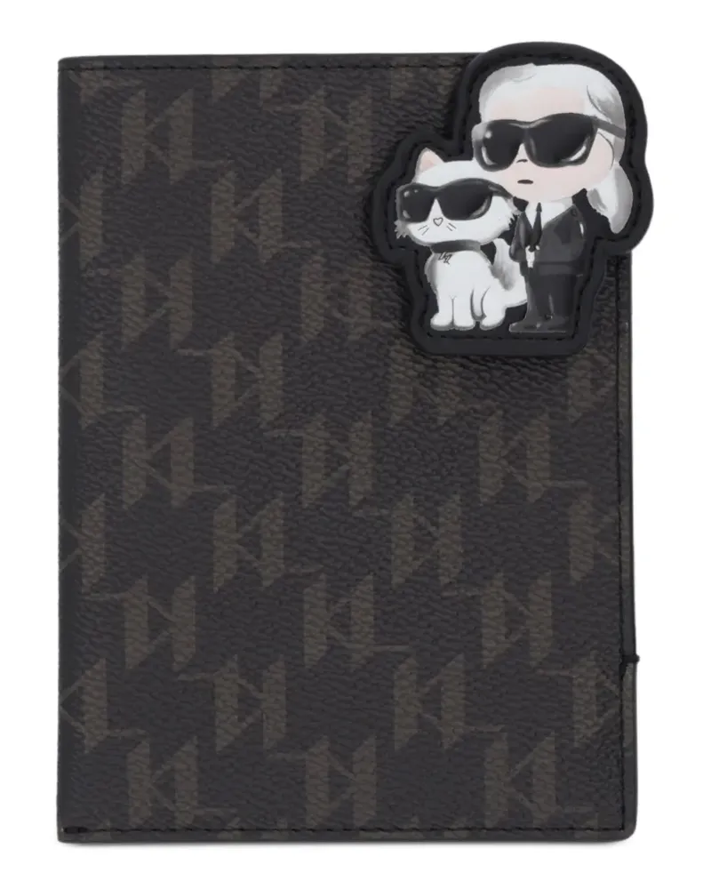 Karl Lagerfeld Ikon Monogram passport holder - Braun Braun