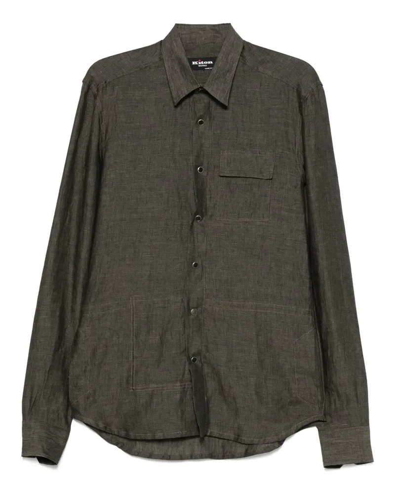 Kiton Hemd aus Leinen - Grün Grün