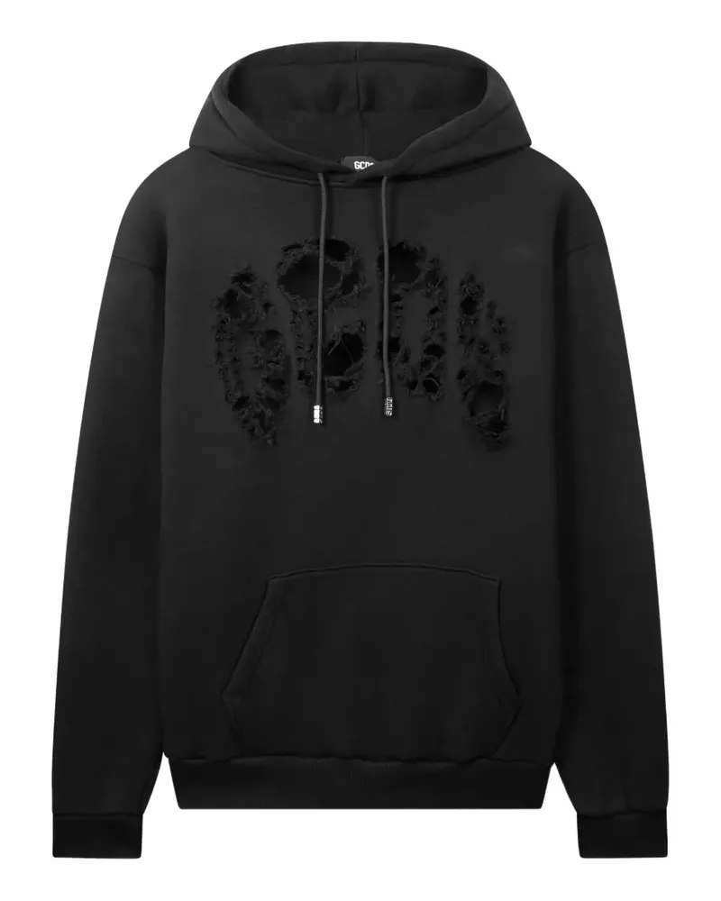 GCDS Laser-Cut-Hoodie im Distressed-Look - Schwarz Schwarz