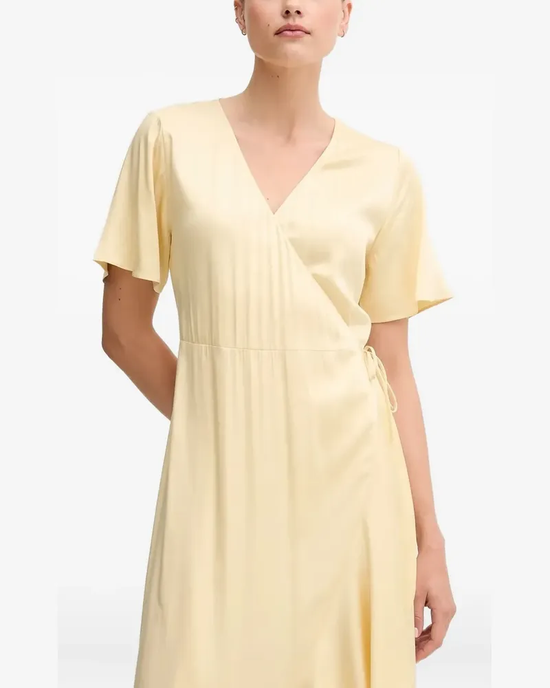 Gant Asymmetrisches Wickelkleid mit Rüschenärmeln - Gelb Gelb