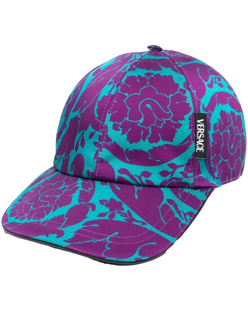 Versace Baseballkappe mit Blumen-Print - Blau Blau