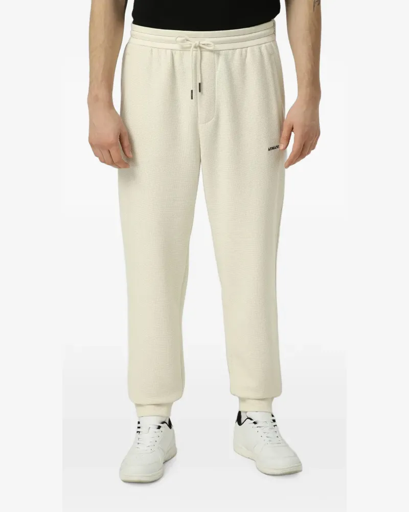 Armani Exchange Jogginghose mit Waffelstrickmuster und Logo-Stickerei - Nude Nude