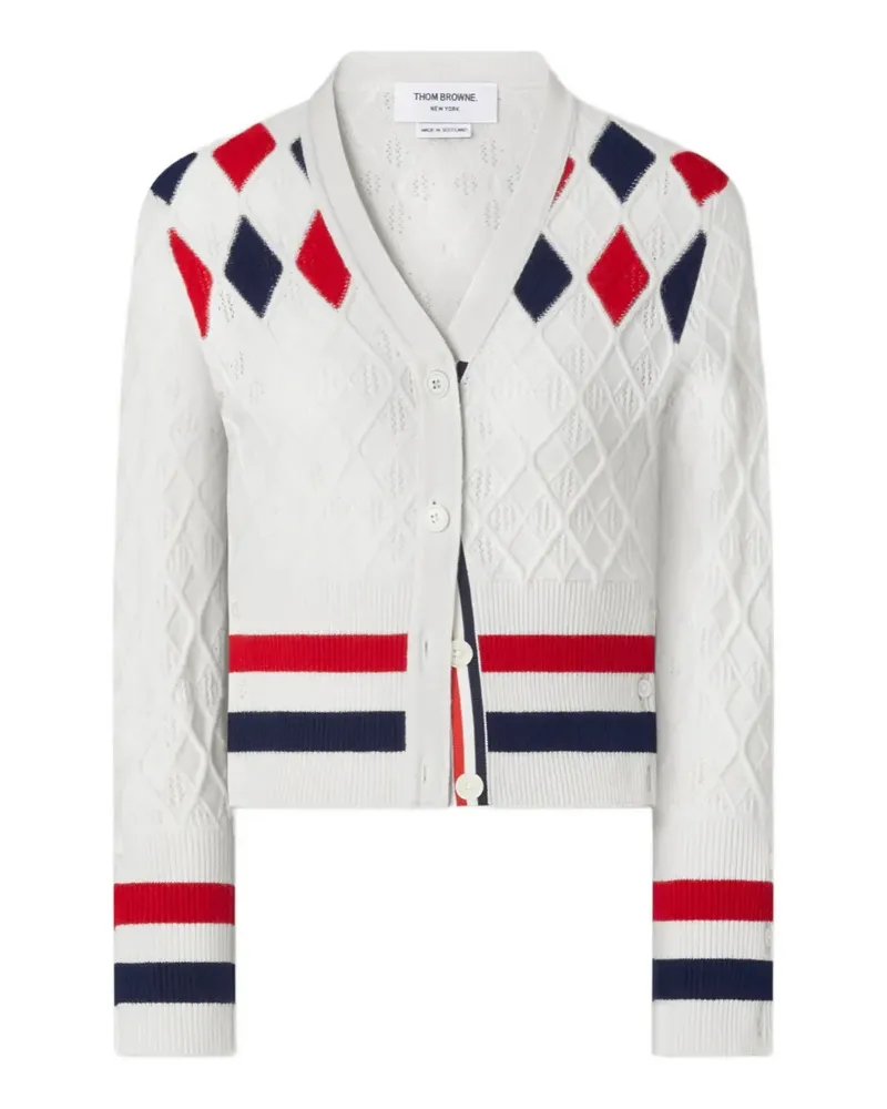 Thom Browne Cardigan mit Argyle-Muster - Weiß Weiß