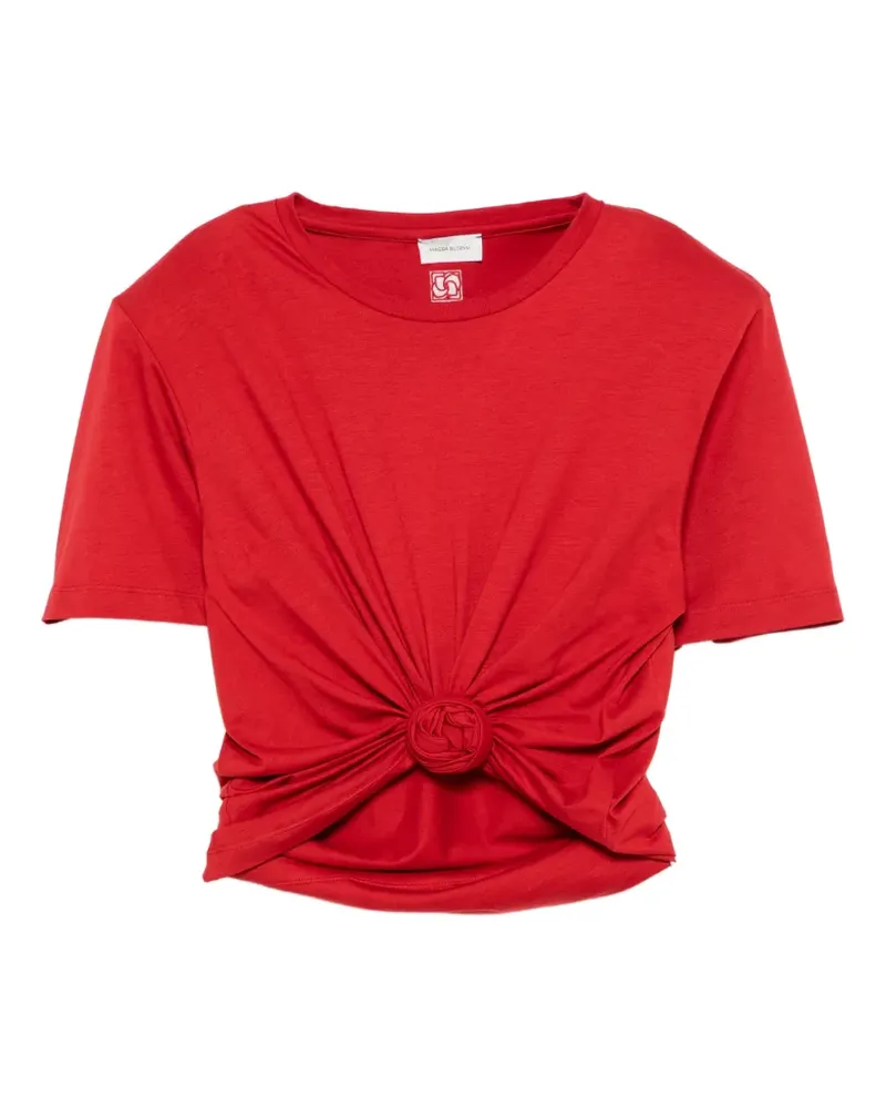 Magda Butrym Cropped-T-Shirt mit Rosette - Rot Rot