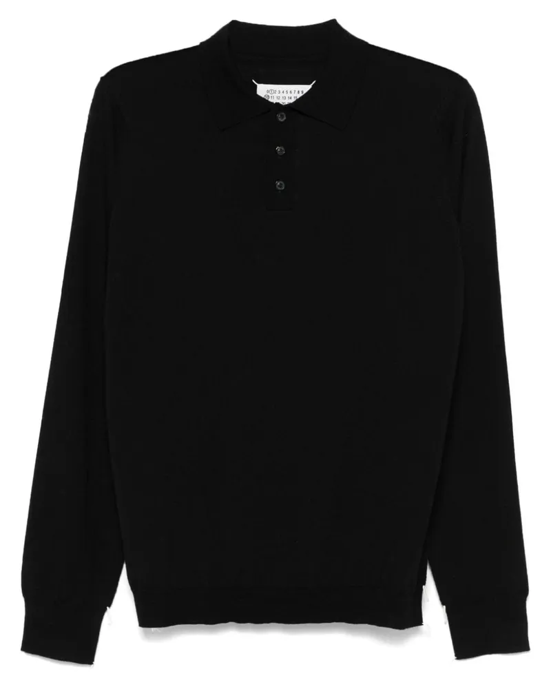 Maison Margiela Poloshirt aus Feinstrick - Schwarz Schwarz