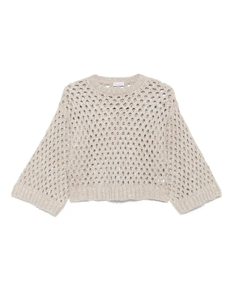 Brunello Cucinelli Pullover mit Lochstrickmuster - Nude Nude