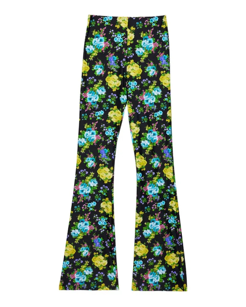 MSGM floral flared trousers - Schwarz Schwarz