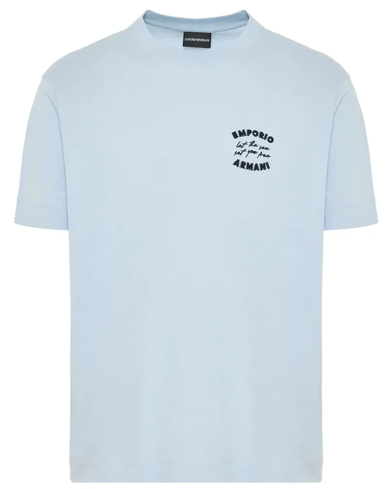 Emporio Armani T-Shirt mit Logo-Stickerei - Blau Blau