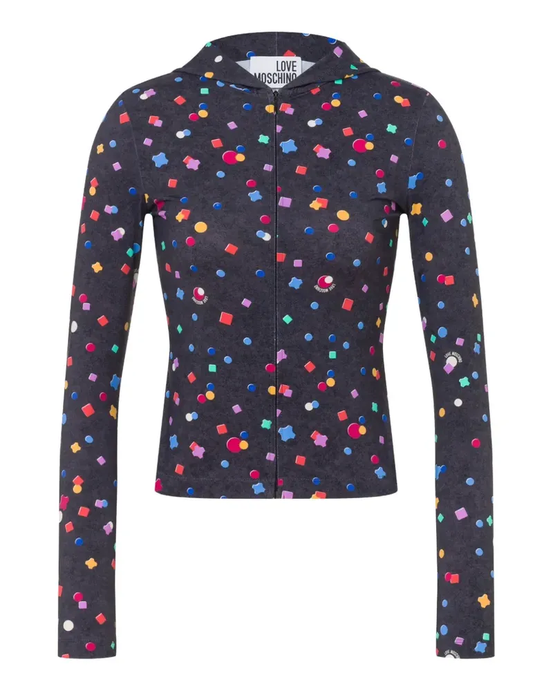 Moschino T-Shirt mit funktionellem Nylon-Reißverschluss und Print - Schwarz Schwarz
