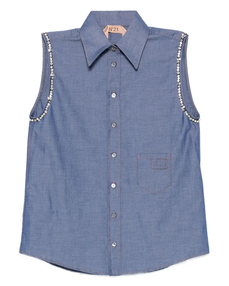 N° 21 Ärmelloses Hemd mit Kristallen - Blau Blau