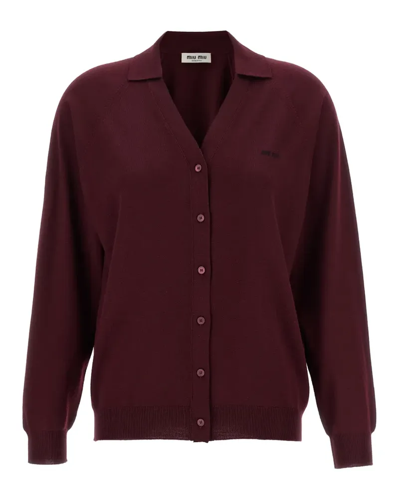 Miu Miu Cardigan mit Intarsien-Logo - Rot Rot