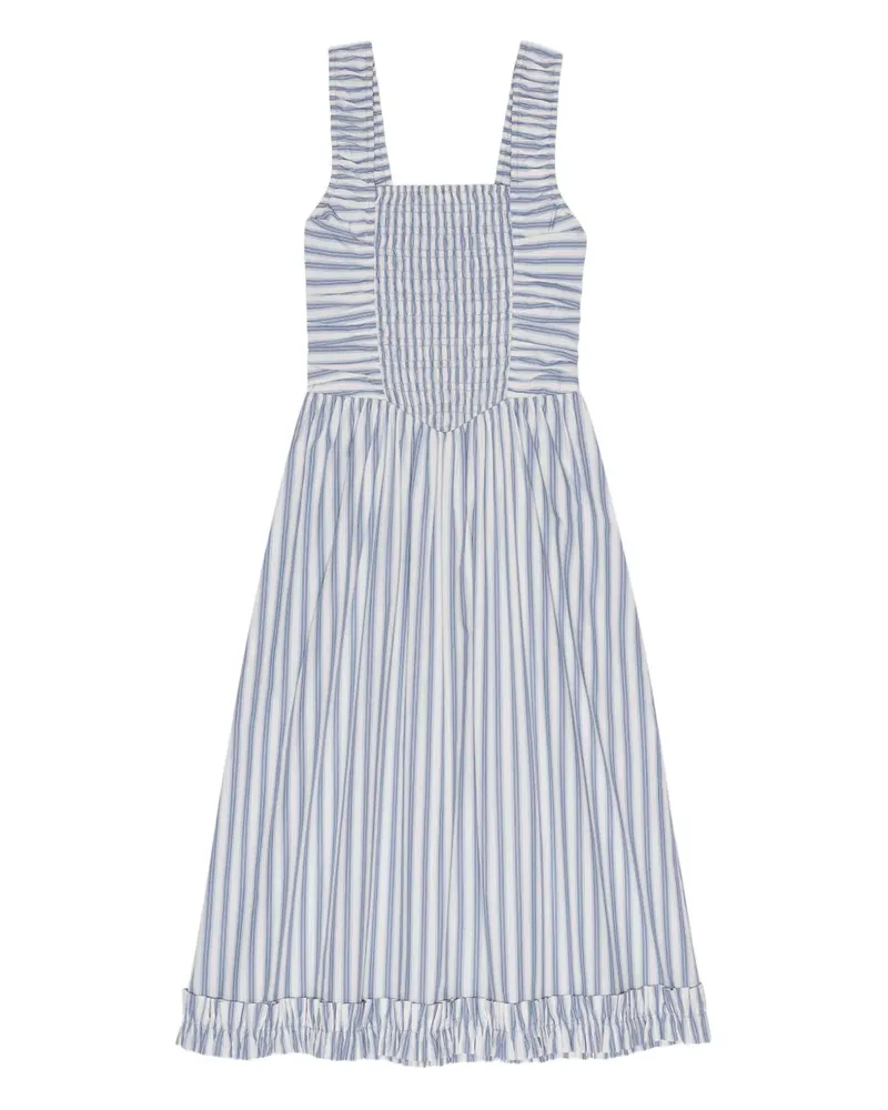 Ganni Gesmoktes Kleid mit Streifen - Weiß Weiß