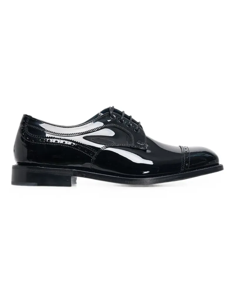 Junya Watanabe x Tricker's brogue-detail patent-leather derby shoes - Schwarz Schwarz