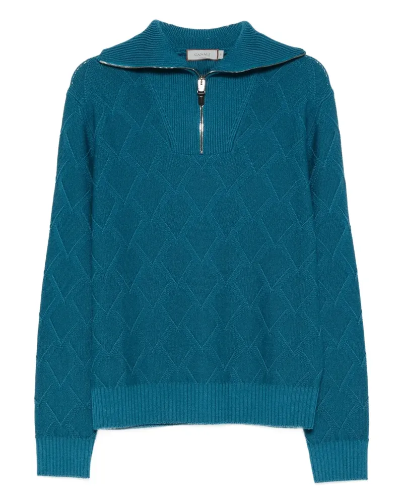 Canali Pullover mit Rautenmuster - Blau Blau