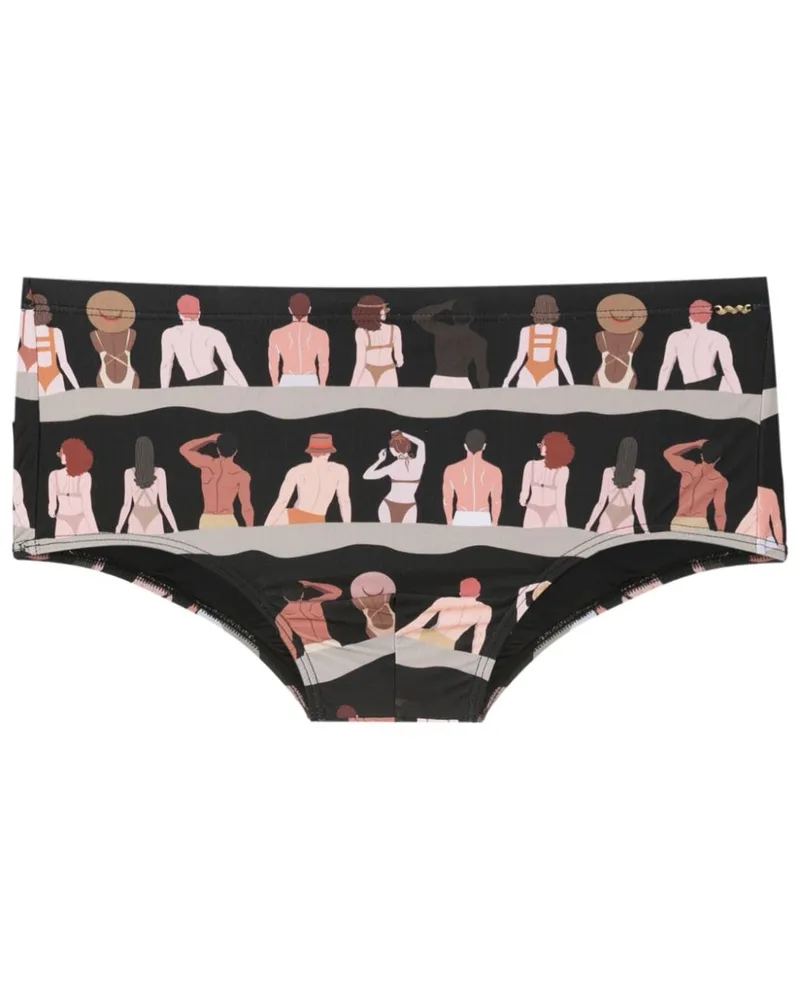 Amir Slama Badehose mit grafischem Print Schwarz