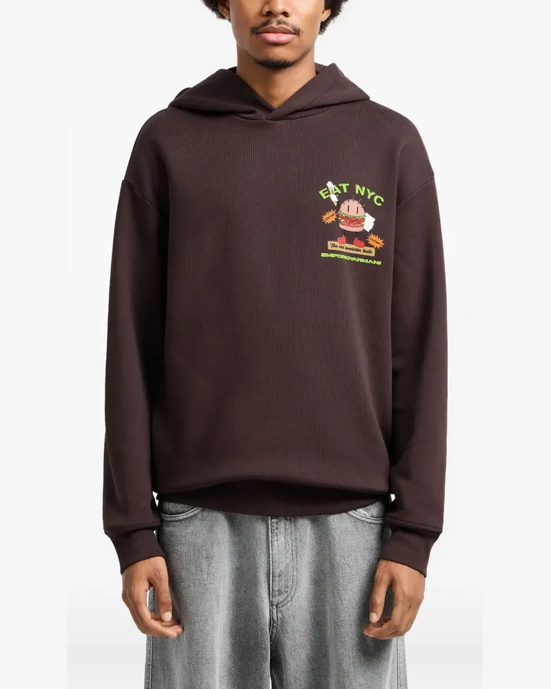 Emporio Armani Hoodie mit Burger-Print - Braun Braun