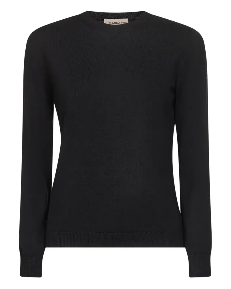 Blanca Gerippter Pullover - Schwarz Schwarz