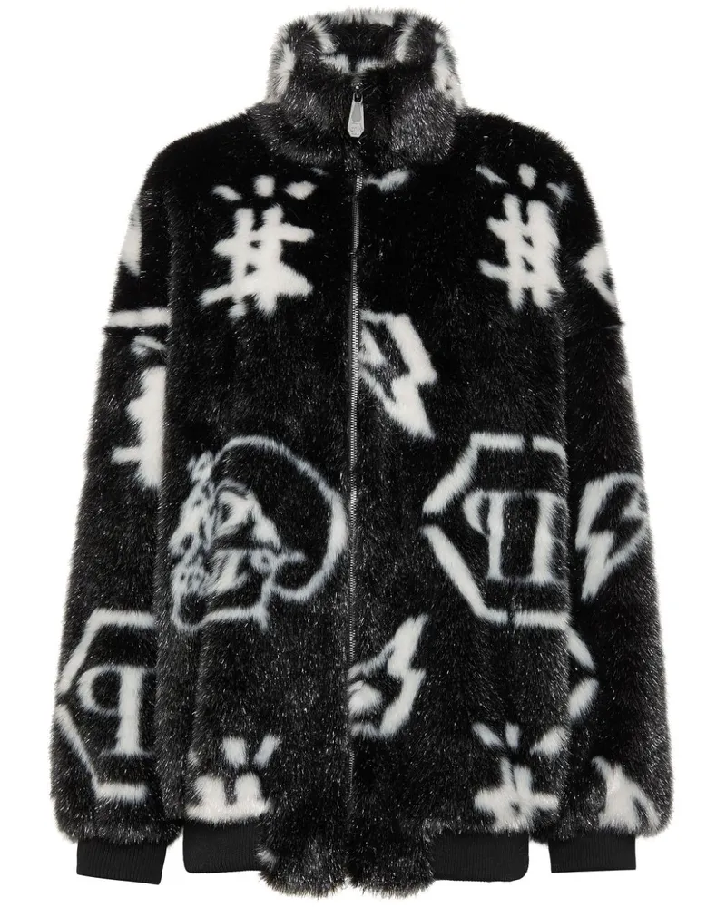 Philipp Plein Jacke mit Monogramm-Print - Schwarz Schwarz