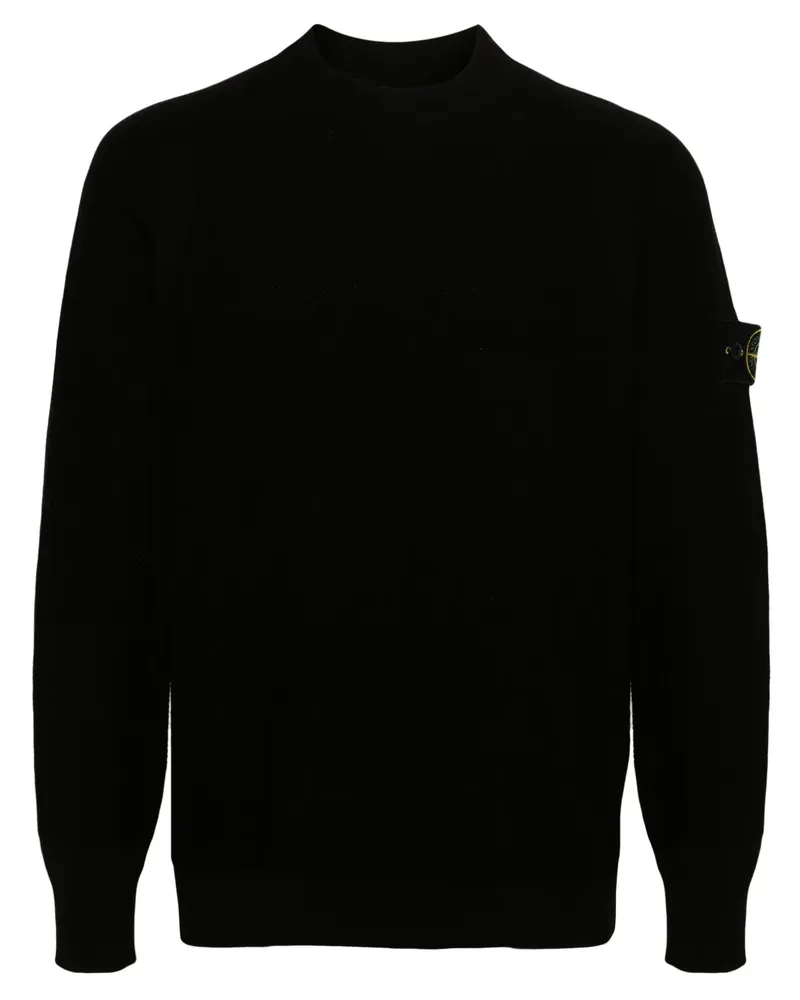 Stone Island Waffelstrick-Pullover mit Kompass - Schwarz Schwarz