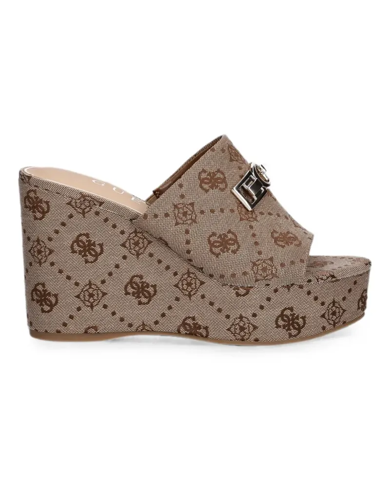 Guess Evenza logo-pattern wedge sandals - Nude Nude