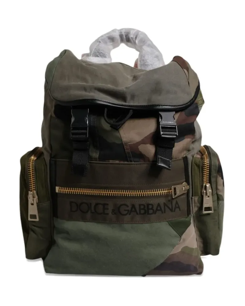 Dolce & Gabbana Camouflage-Rucksack im Patchwork-Look - Grün Grün