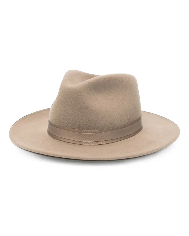 Max Mara Filzhut mit Ripsbandbesatz - Nude Nude