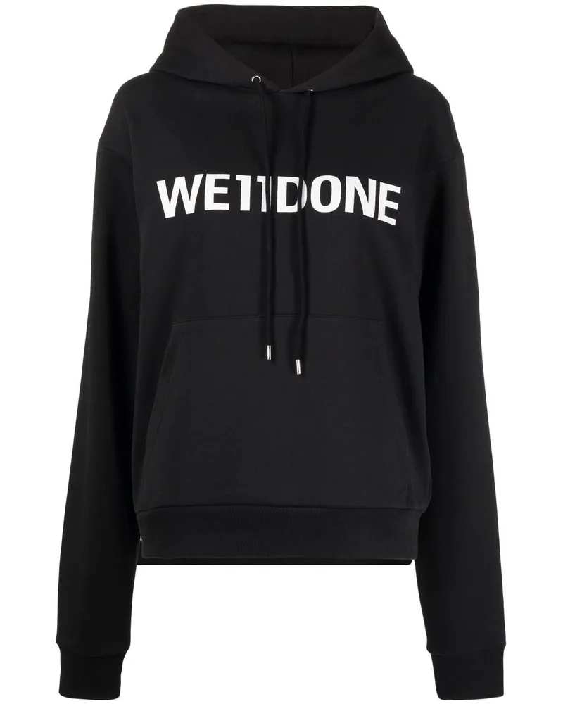 WE 11 DONE Hoodie mit Logo-Print Schwarz