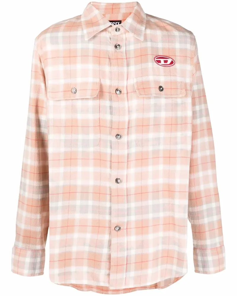 Diesel Gemustertes Hemd mit Logo-Patch - Orange Orange