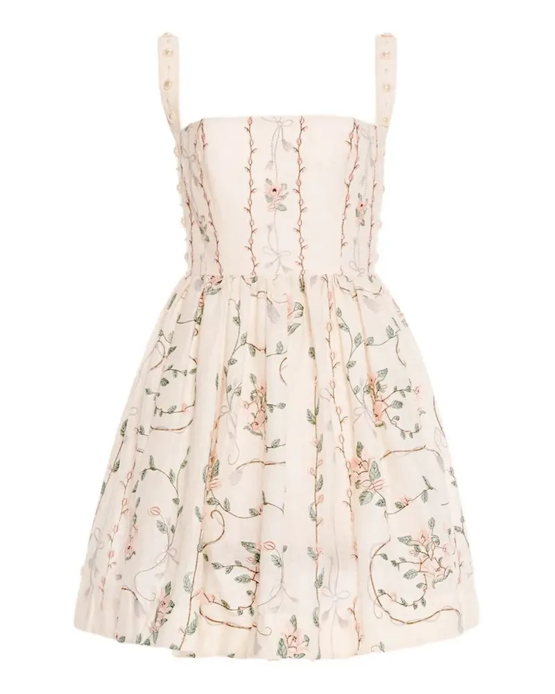 AGUA BENDITA Mielero Navegante Minikleid mit Perlenstickerei - Nude Nude