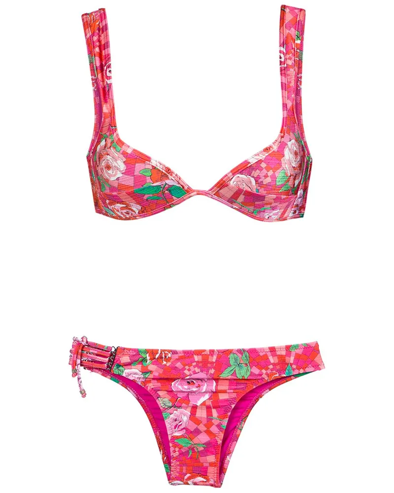 Amir Slama Bikini mit floralem Print - Rosa Rosa