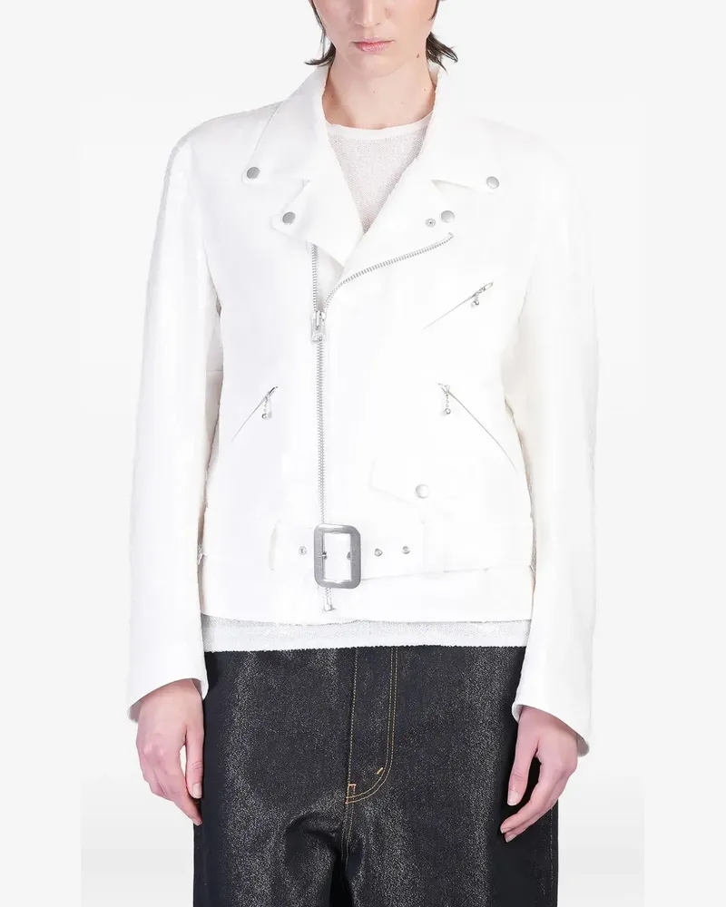 Junya Watanabe Bikerjacke aus Leder - Weiß Weiß