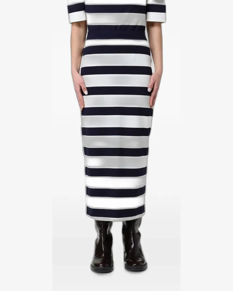 Max Mara horizontal-stripe satin-finish skirt - Weiß Weiß