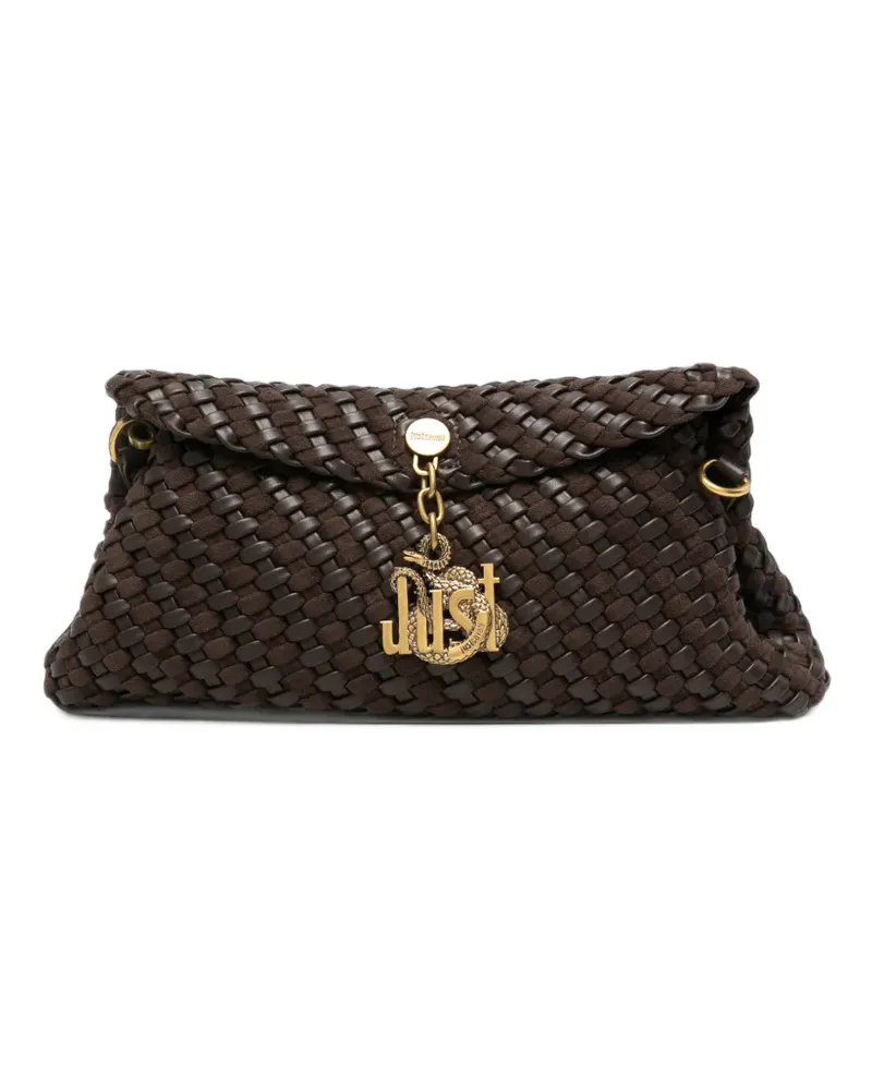 Just Cavalli woven logo-charm shoulder bag - Braun Braun