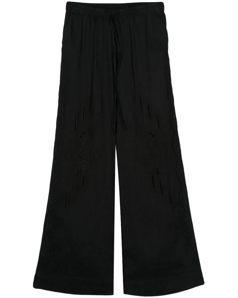 P.A.R.O.S.H. P.A.R.O H. Leinenhose mit Lochstickerei - Schwarz Schwarz