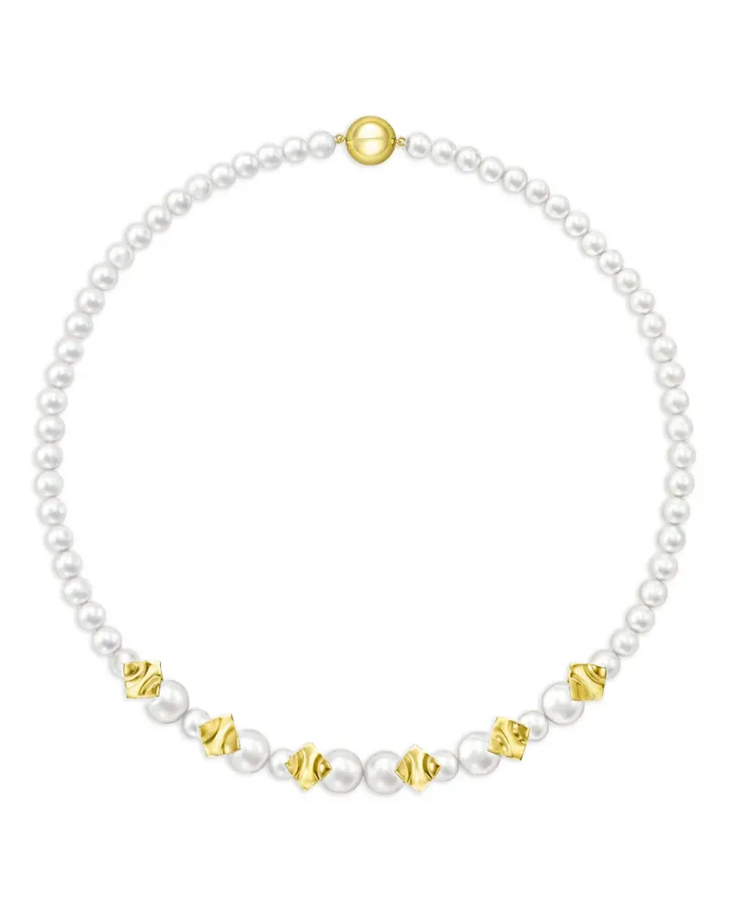 TASAKI 18kt Square Leaf Gelbgoldhalskette mit Perle - Weiß Weiß