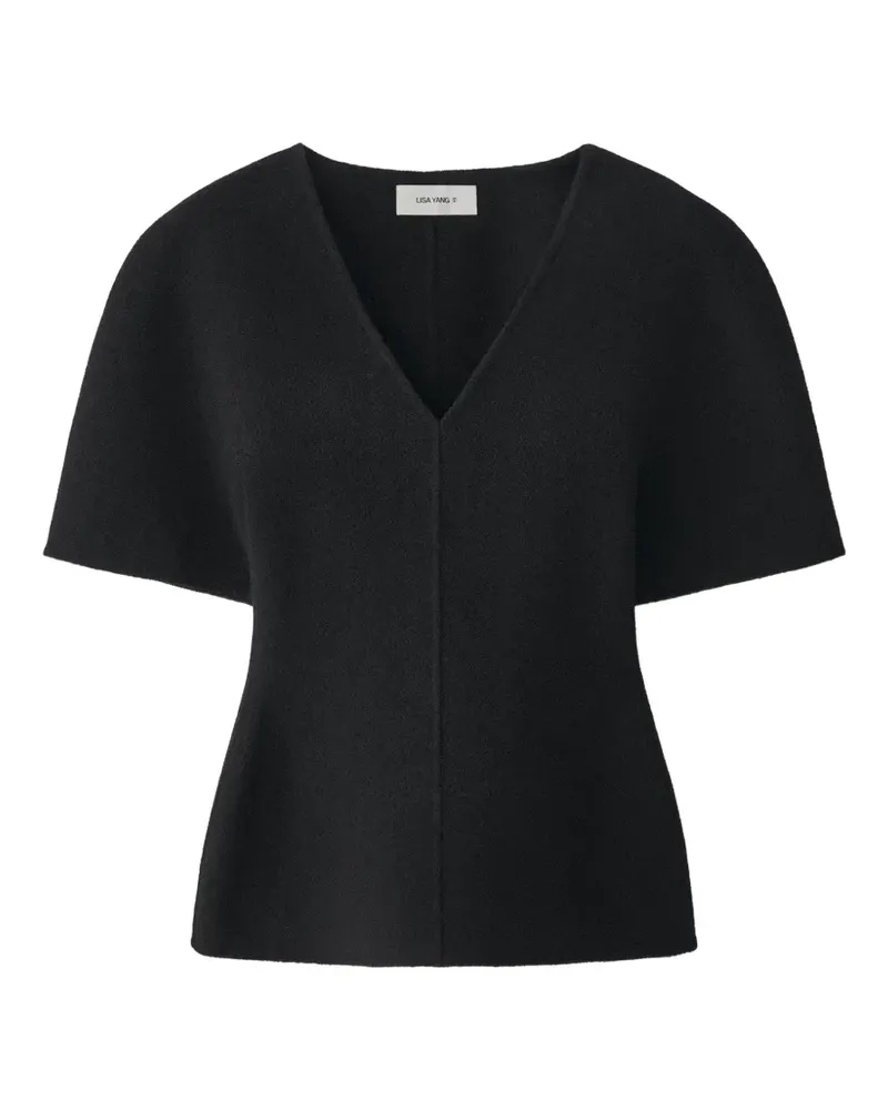 Lisa Yang Bluse mit V-Ausschnitt - Schwarz Schwarz