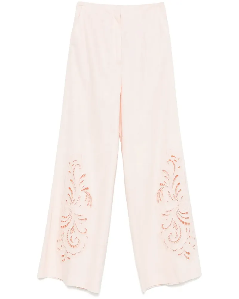 Twin-Set Hose mit Blumen-Stickerei - Rosa Rosa