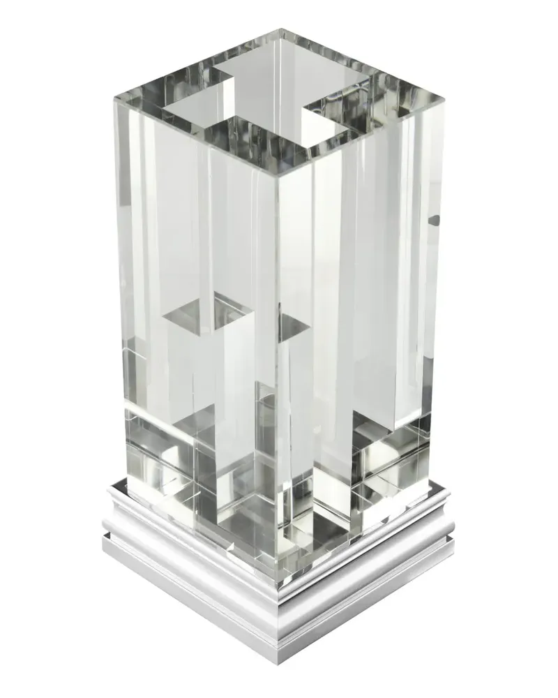 Christofle Perspectives Glasvase auf Chrom-Basis - Transparent and Silver Transparent