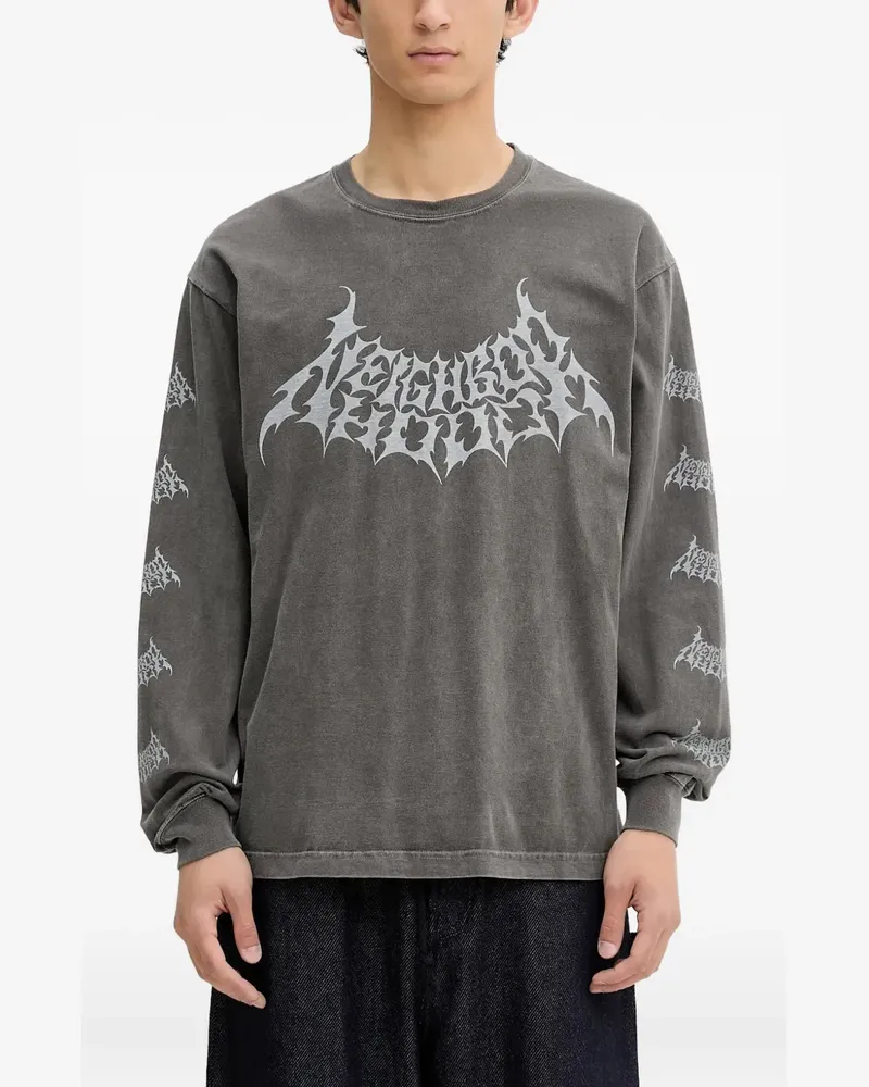 Neighborhood Langarmshirt mit Ratten-Print - Grau Grau