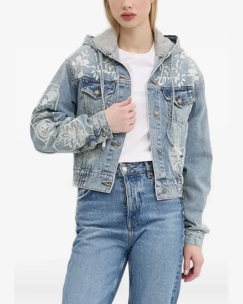 Desigual Jeansjacke mit aufgestickten Blumen - 5053 BLUE 5053